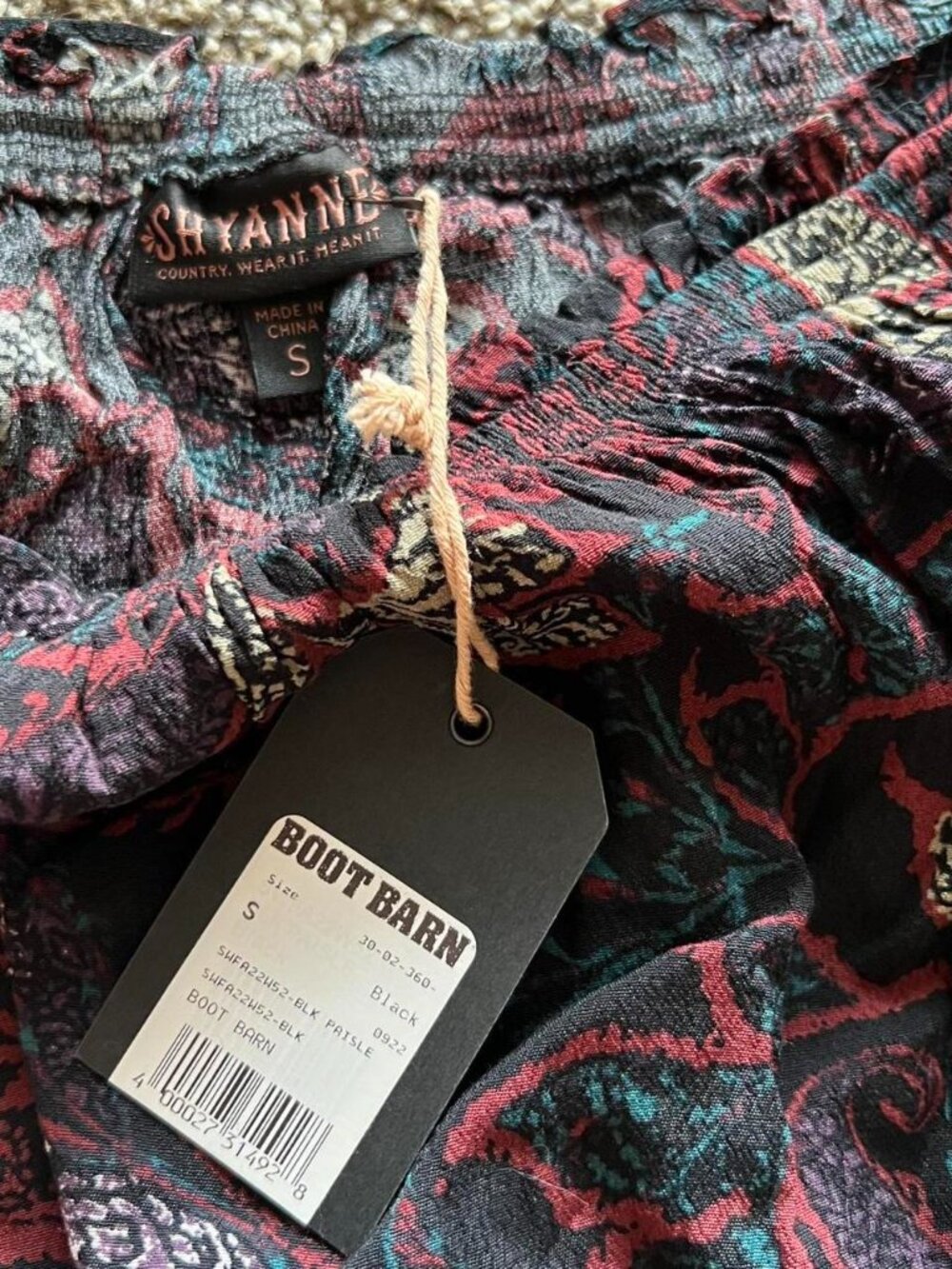 Boot Barn Off the Shoulder Paisley Top - Picture 3 of 5